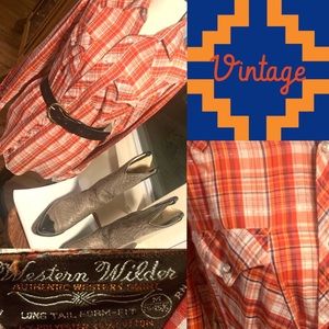 Western Wilder Red Plaid Western Shirt, EUC